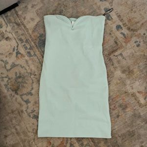 Strapless mini dress.